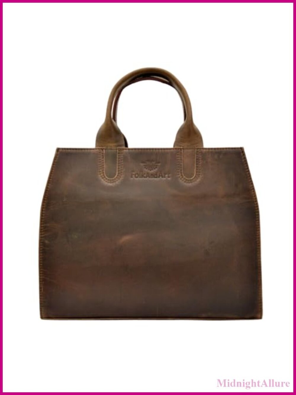 Full-Grain Buff Leather Tote Bag Handmade Hobo Shoulder Purse Satchel